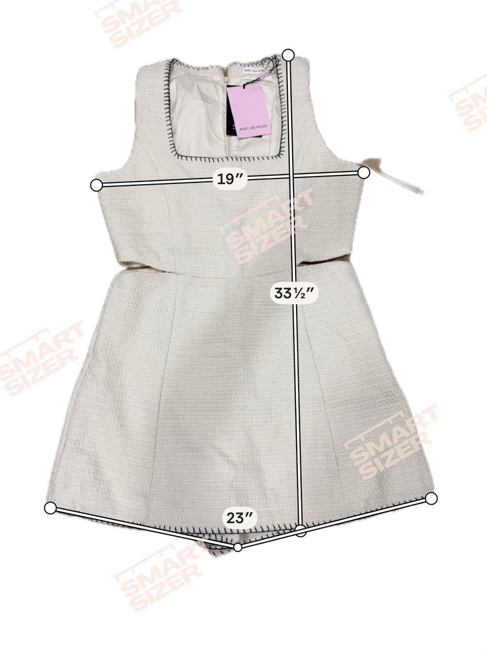 Avec Les Filles Cream Square-Neck Cutout Mini Dress - Picture 5 of 7